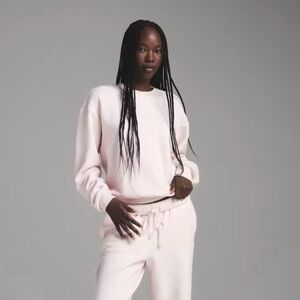 SKIMS Barely Pink Cotton Fleece Crew Sweatshirt